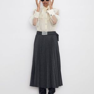 ZARA ORGANZA BLOUSE WITH TIE